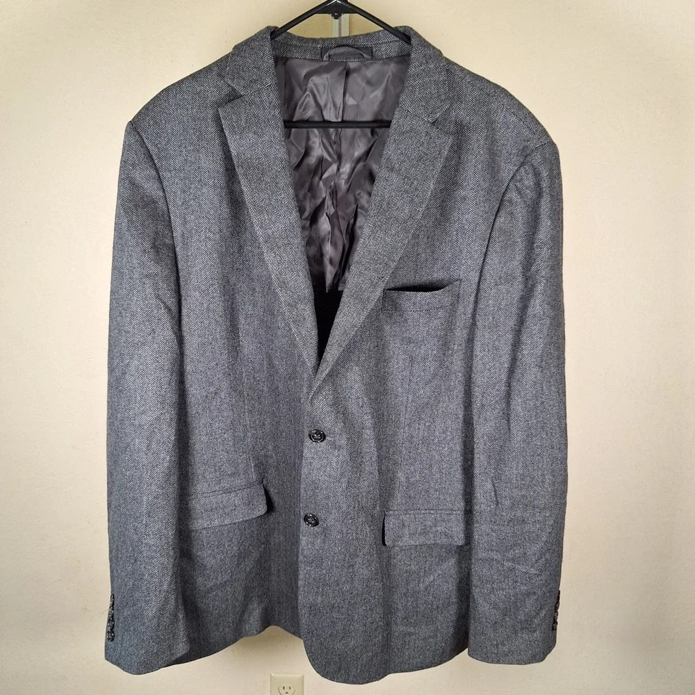 Chaps Ralph Lauren Sport Coat Wool Cashmere Herringbone Two Button Blazer 48L
